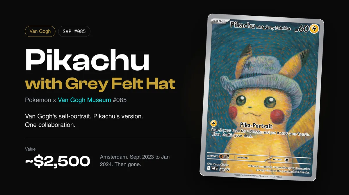 Pikachu with Grey Felt Hat #085, PSA 10 (Pokemon x Van Gogh Museum 🖼️) — image 1
